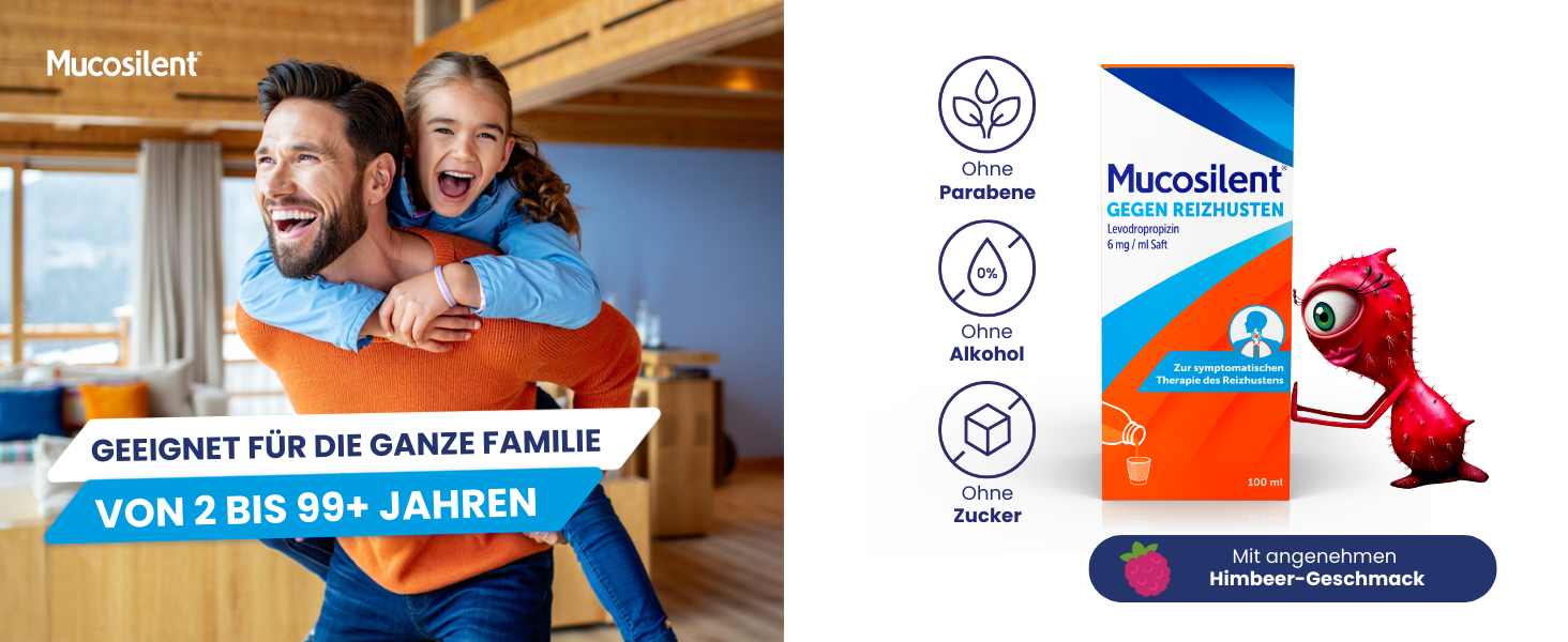Vater und Tochter lachen. Text: Geeignet für die ganze Familie von 2 bis 99+ Jahren.